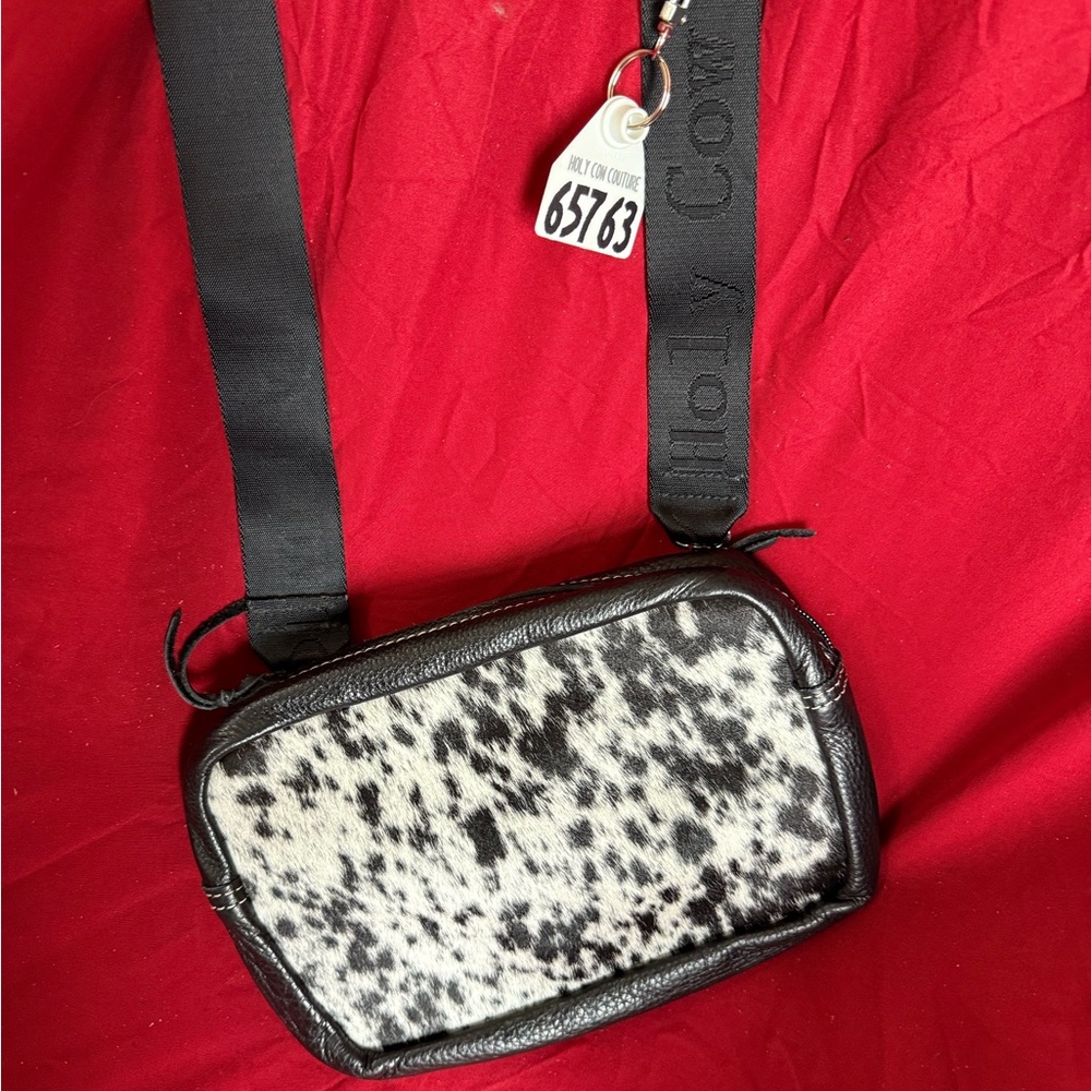 Holy Cow Bumbag $200 Black and White Cowhide Crossbody Bag